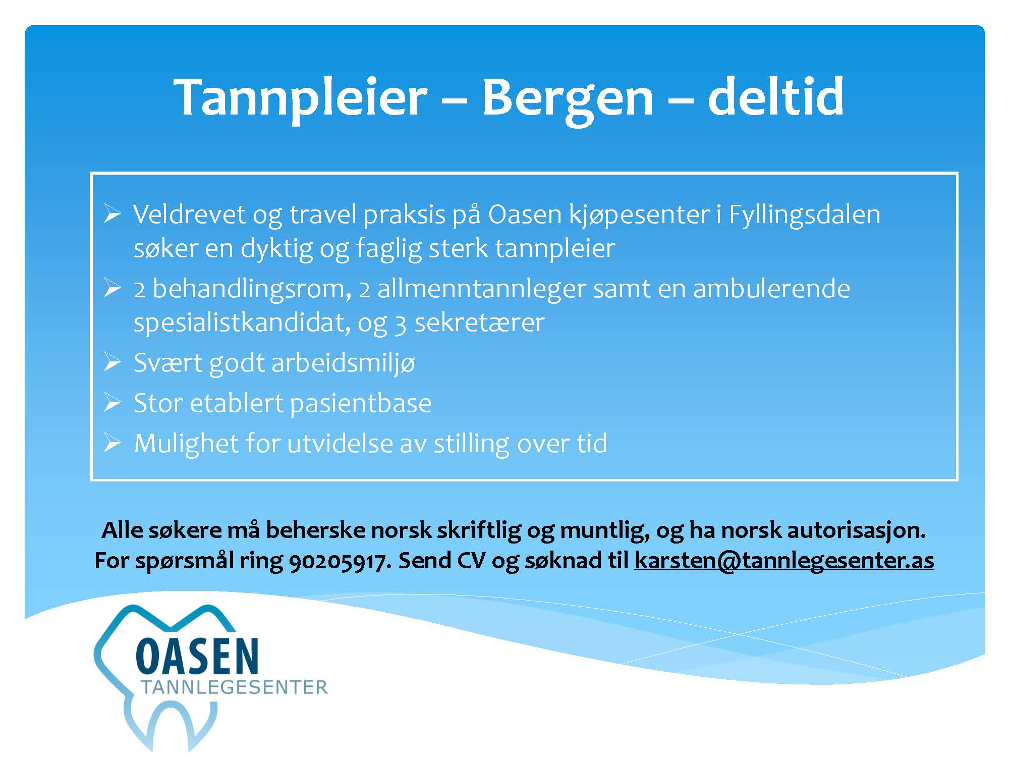 Read more about the article Tannpleier Deltid-Bergen